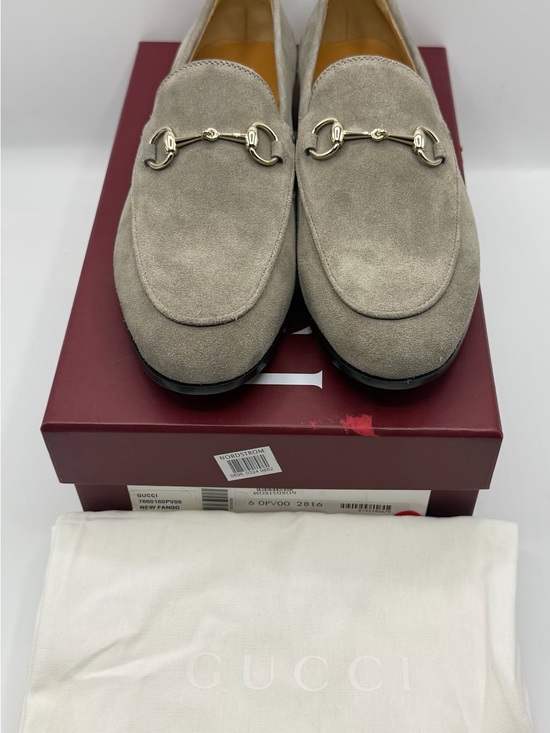 Gucci Shoes - NIB Gucci New Fango Grey Suede Jordaan Horsebit Buckle Loafer Slippers EU 39